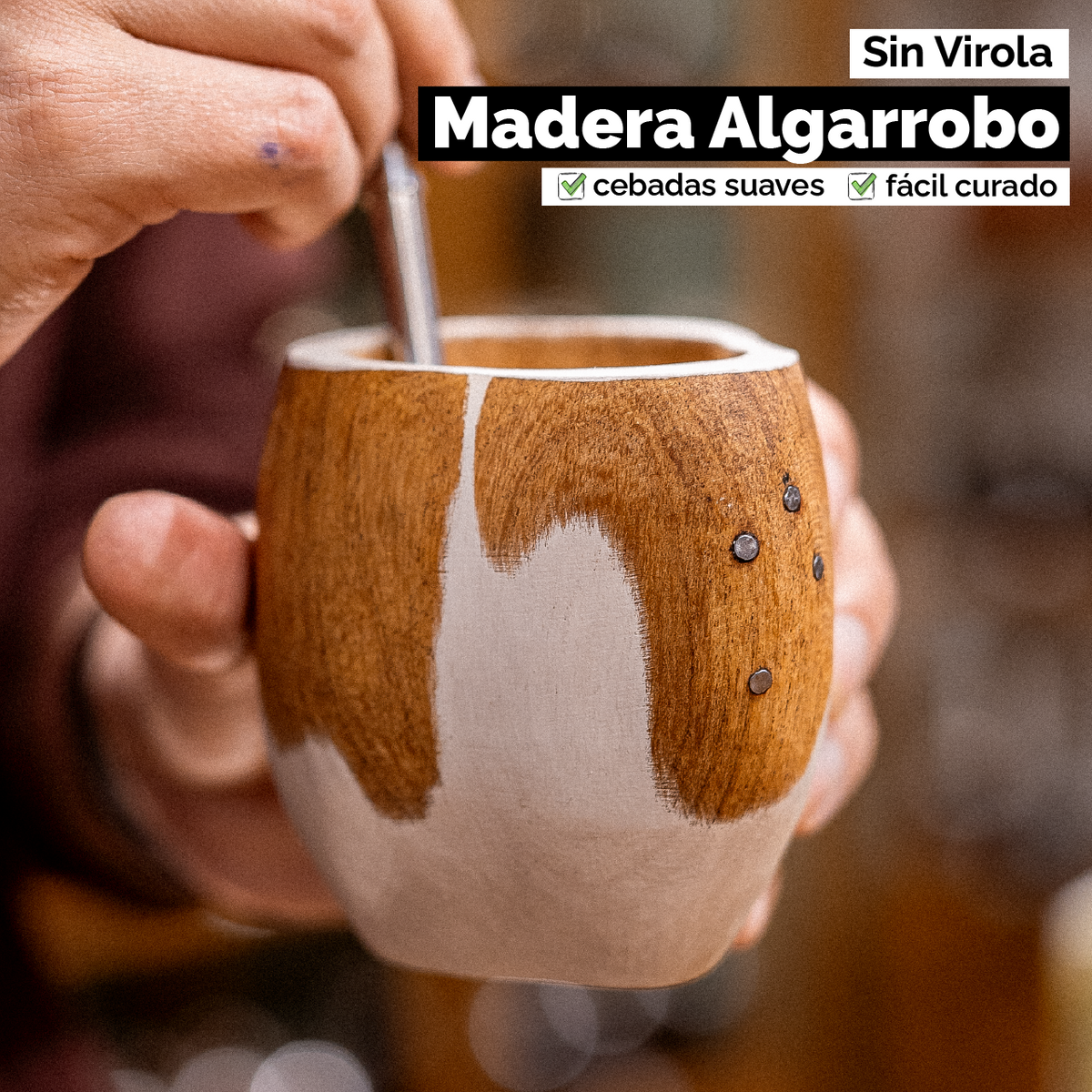 Mate Ranchero Cruz (Madera) - Blanco