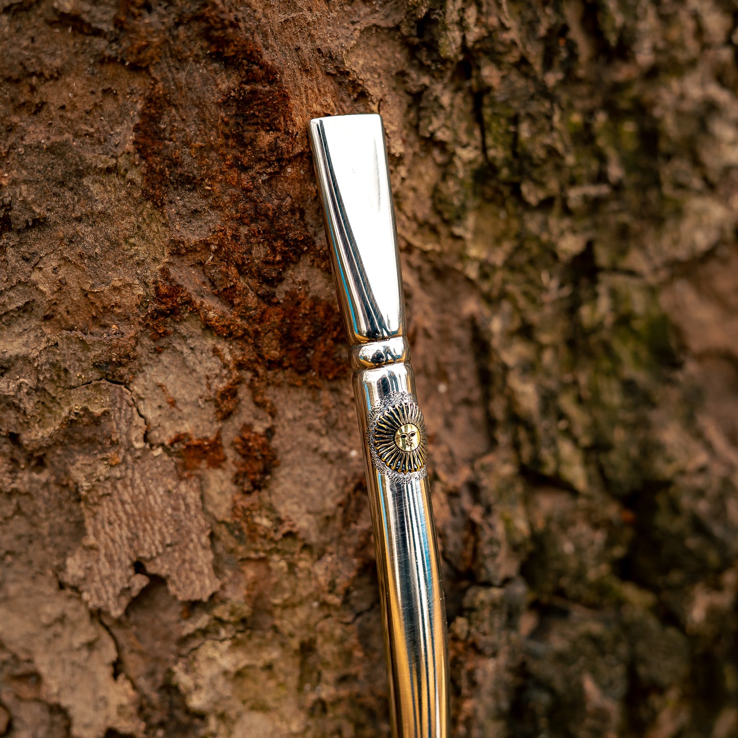 Curved & Chiseled Luxury Wide Metal Straw (Bombillon) - Nickel Silver (Alpaca)