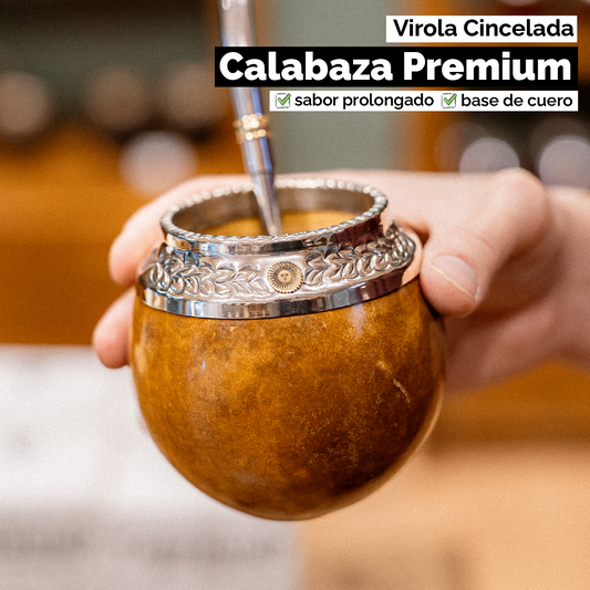 Mate Calabaza Torpedo Criollo (con base) - Virola Alpaca Cincelada