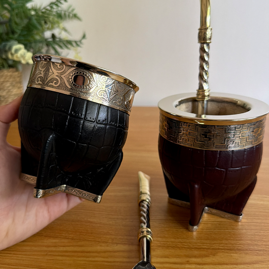 Combo Premium Mate Imperial (Calabaza) con Base + Bombillón de Alpaca XL