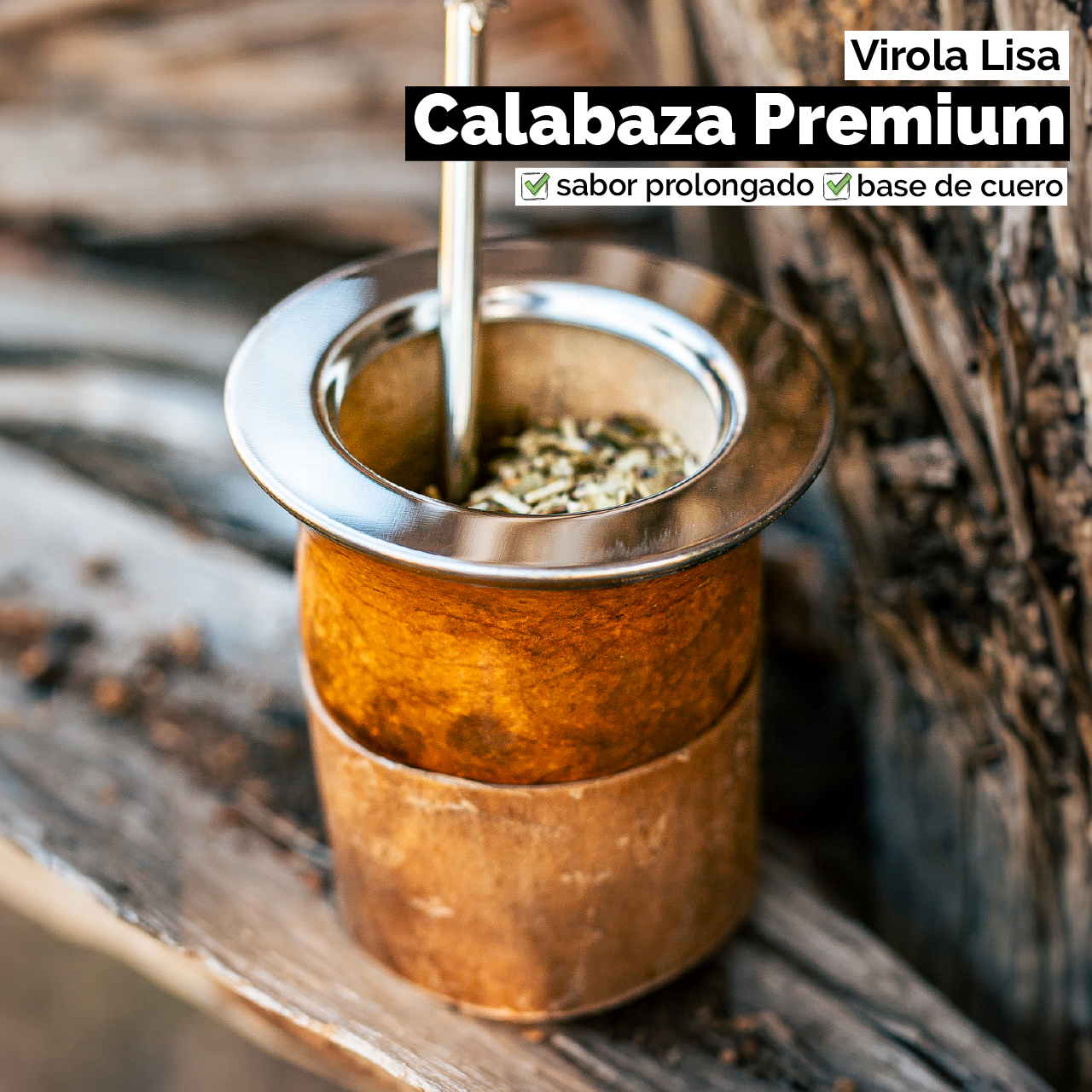 Mate Calabaza Criollo (con base) - Virola Acero