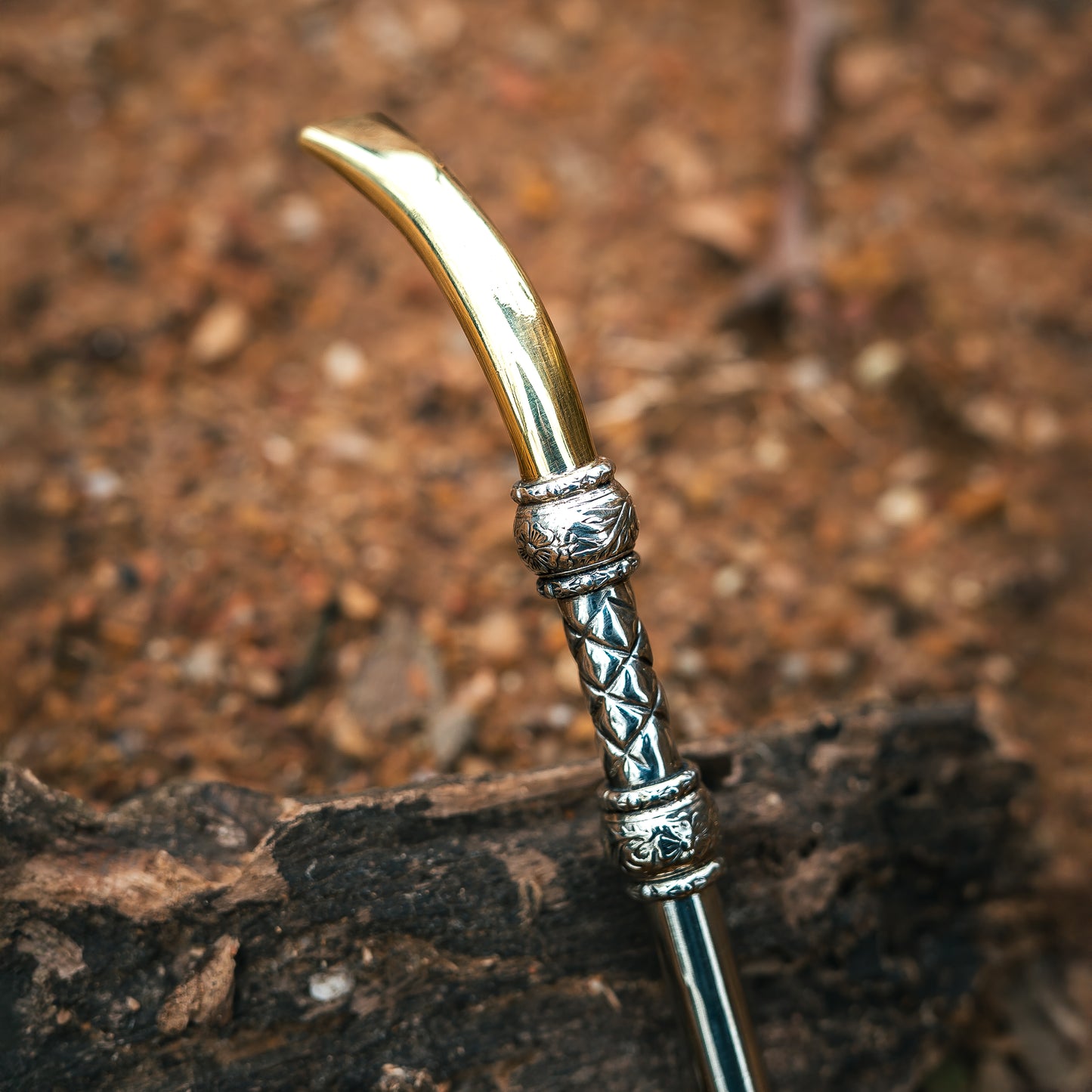 Curved & Chiseled Luxury Wide Metal Straw (Bombillon) - Nickel Silver (Alpaca)