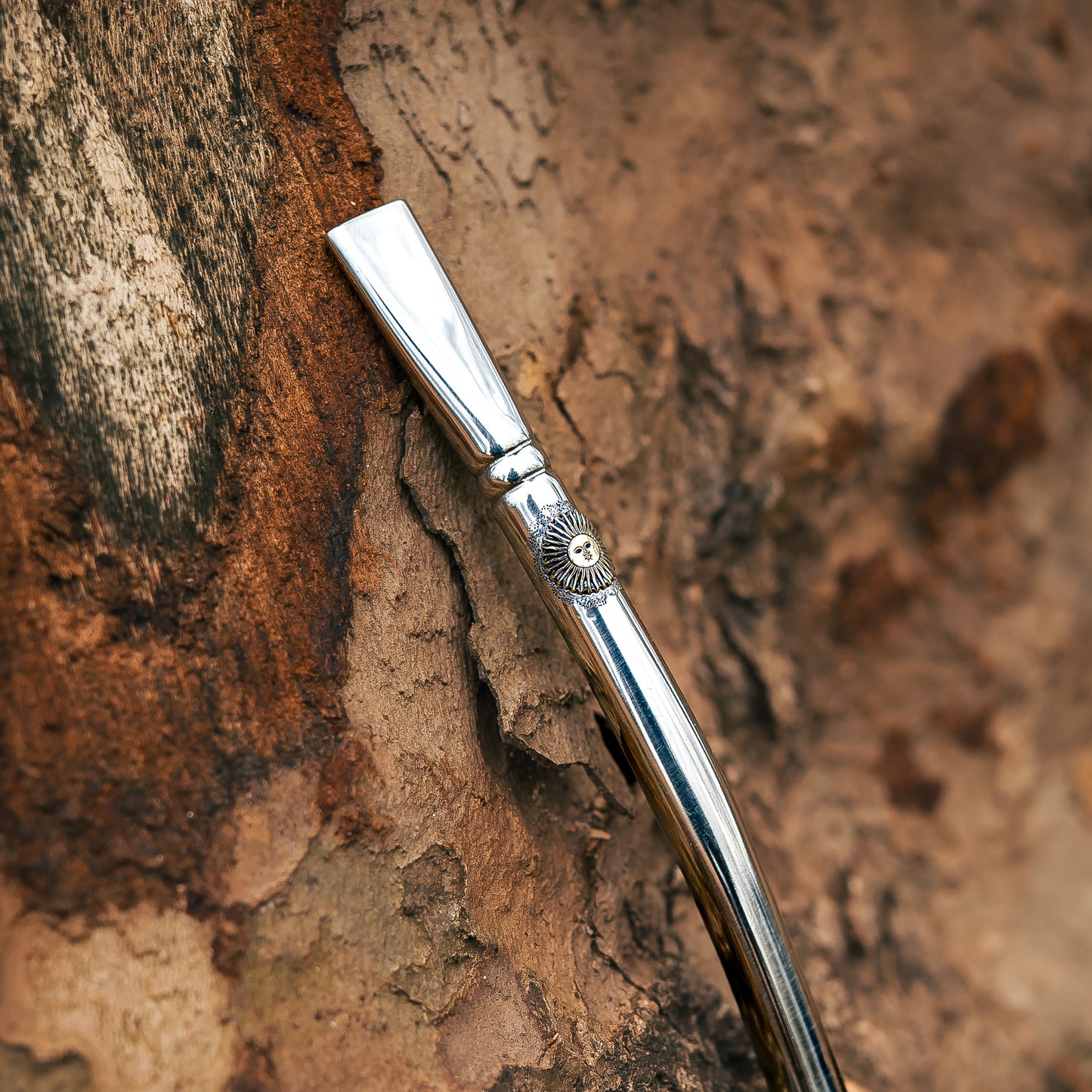 Curved & Chiseled Luxury Wide Metal Straw (Bombillon) - Nickel Silver (Alpaca)