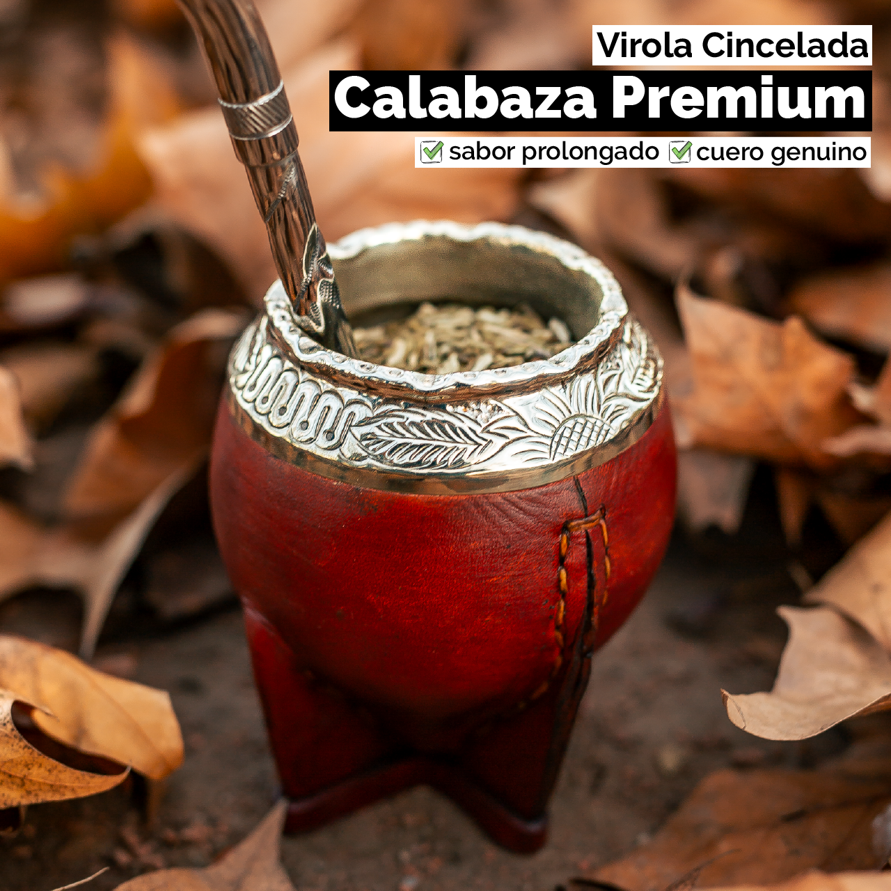 Mate Torpedo (Calabaza) - Virola Alpaca Cincelada