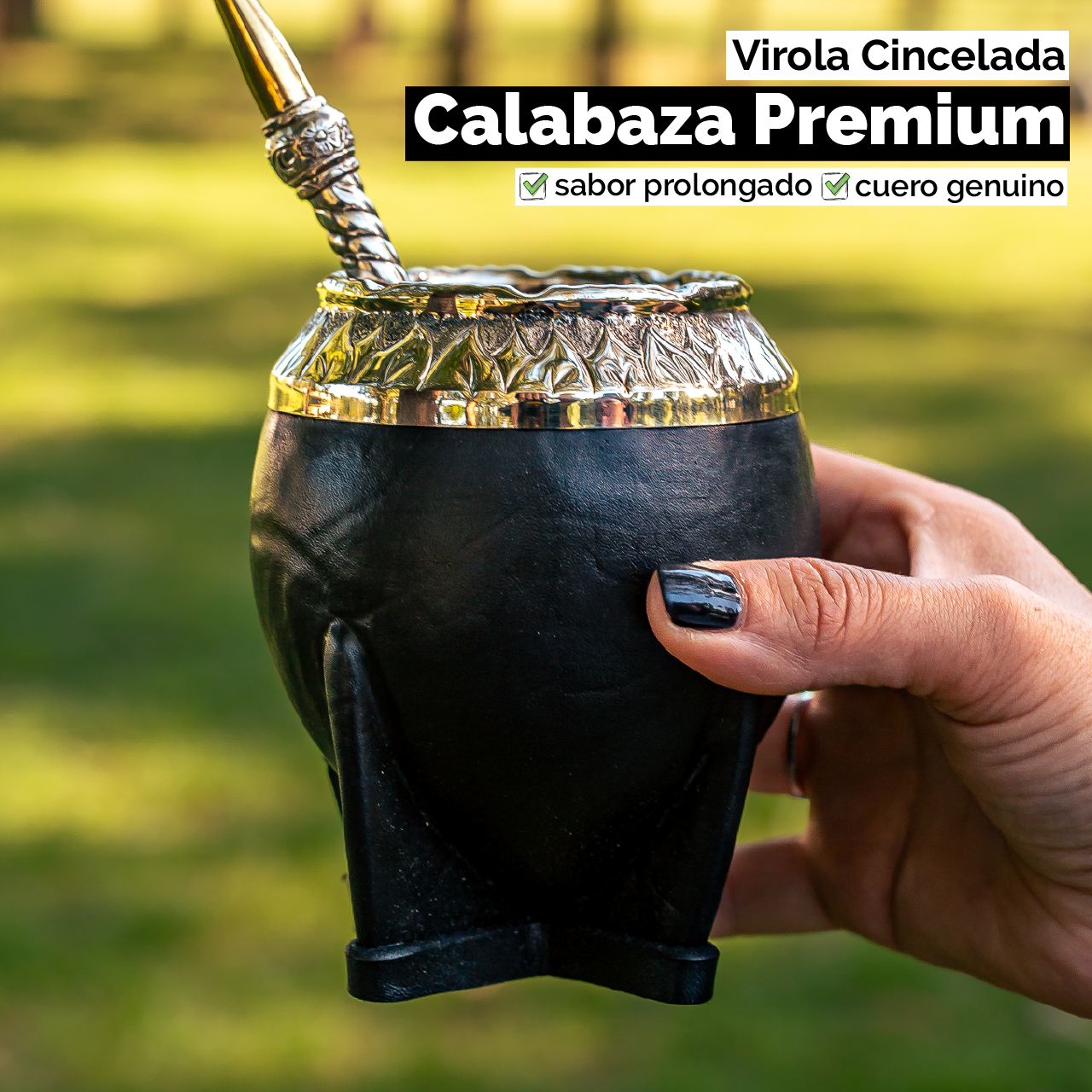 Mate Torpedo (Calabaza) - Virola Alpaca Cincelada